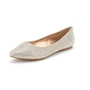 Dream Pairs gold, rhinestone pointed toe flats